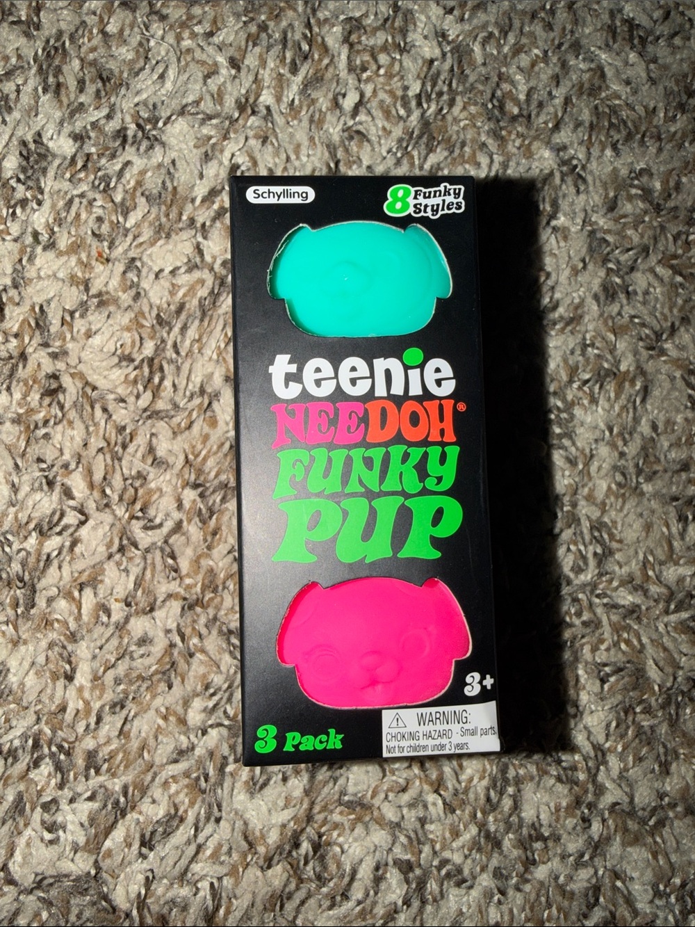 Nee Doh Teenie Funky Pup 3-Pack - Teal, Pink and Orange